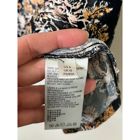 Free People Lucie Mini Dress Fairy Whimsy Goth Lace Floral Black Size 6 - Picture 3 of 6